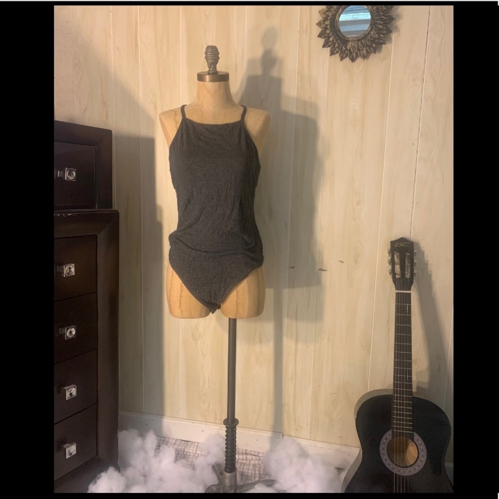 Gray Sleeveless Body Suit